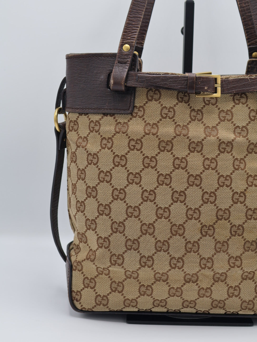 GUCCI CAVAS BELTED TOTE