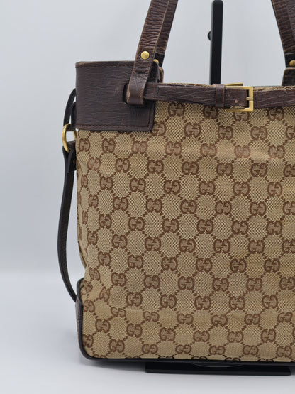 GUCCI CAVAS BELTED TOTE