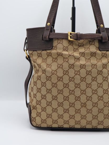 GUCCI CAVAS BELTED TOTE