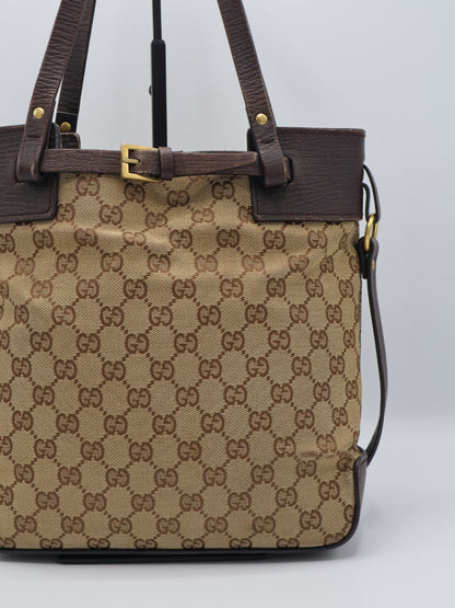 GUCCI CAVAS BELTED TOTE