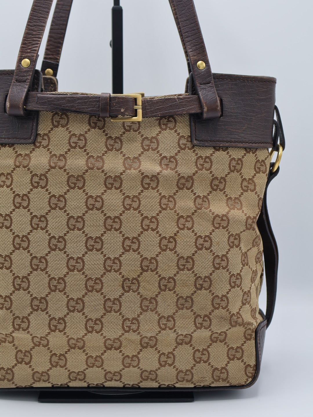 GUCCI CAVAS BELTED TOTE